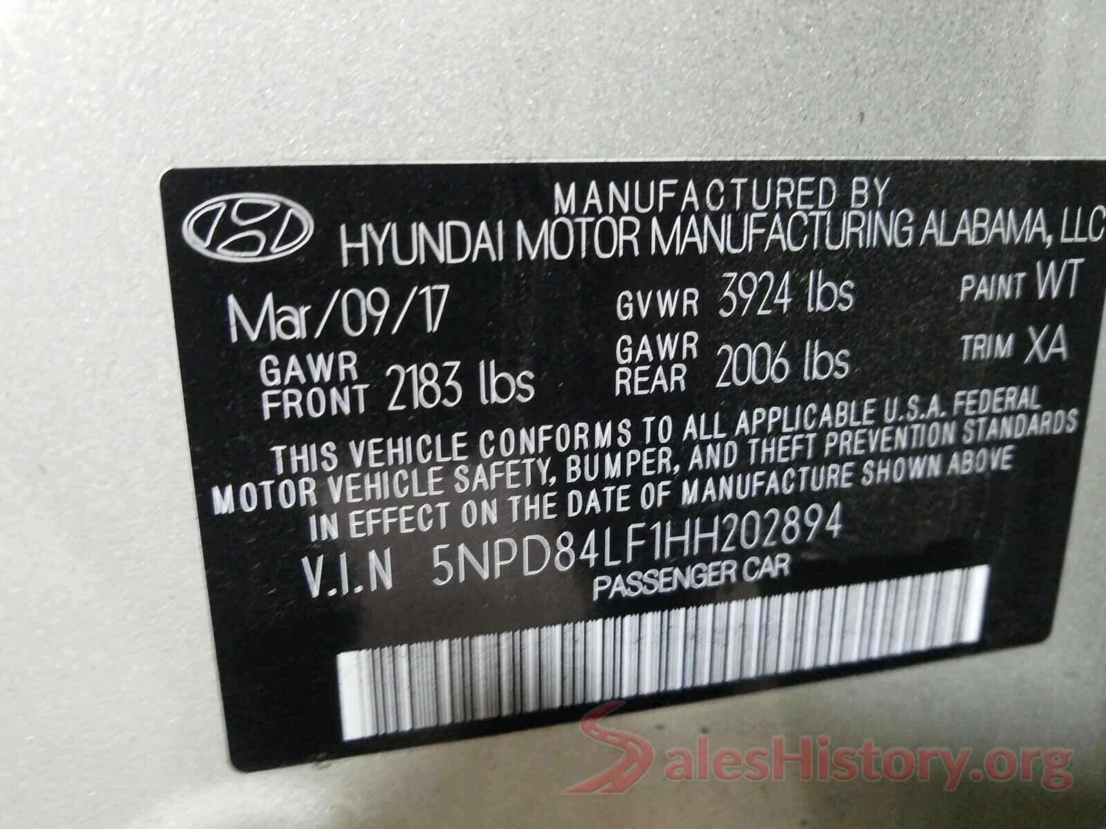 5NPD84LF1HH202894 2017 HYUNDAI ELANTRA