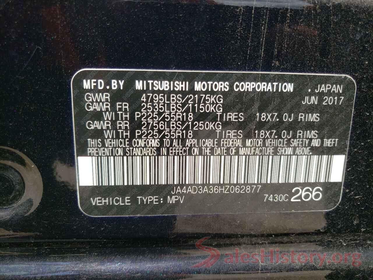 JA4AD3A36HZ062877 2017 MITSUBISHI OUTLANDER