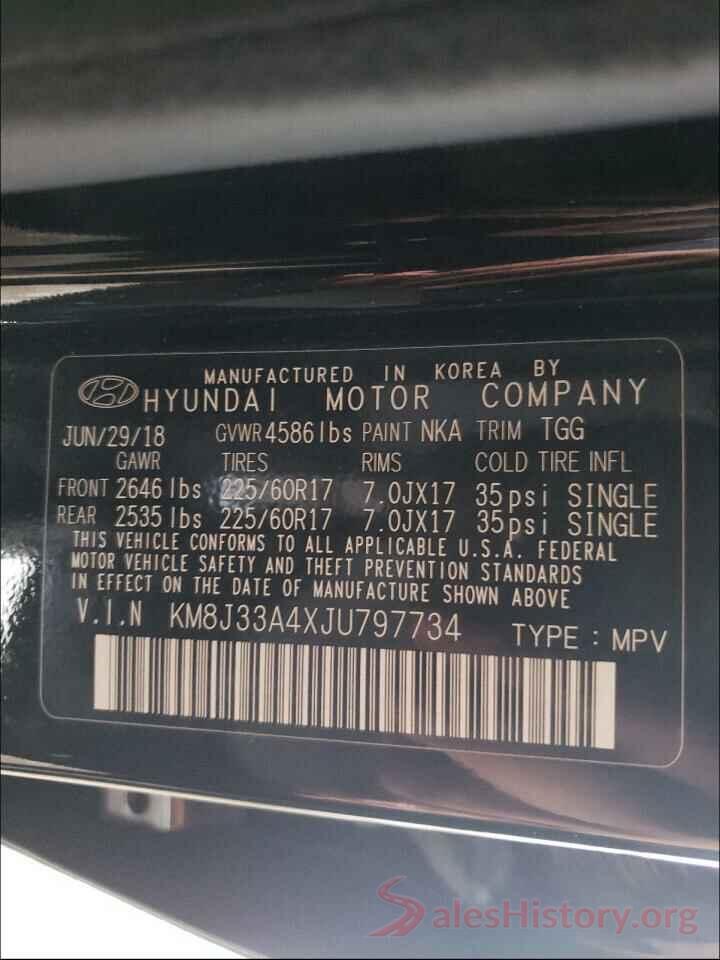 KM8J33A4XJU797734 2018 HYUNDAI TUCSON