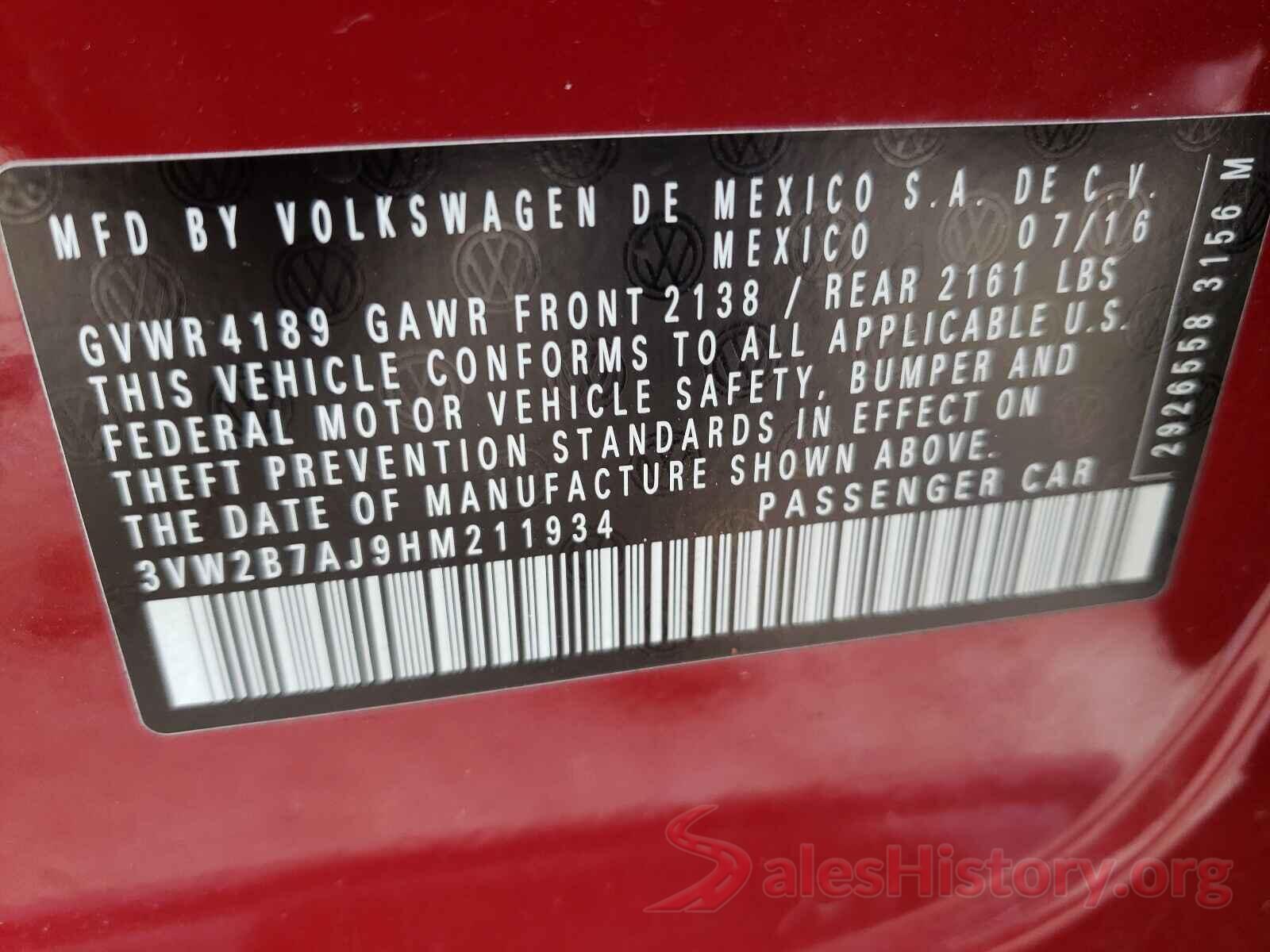 3VW2B7AJ9HM211934 2017 VOLKSWAGEN JETTA