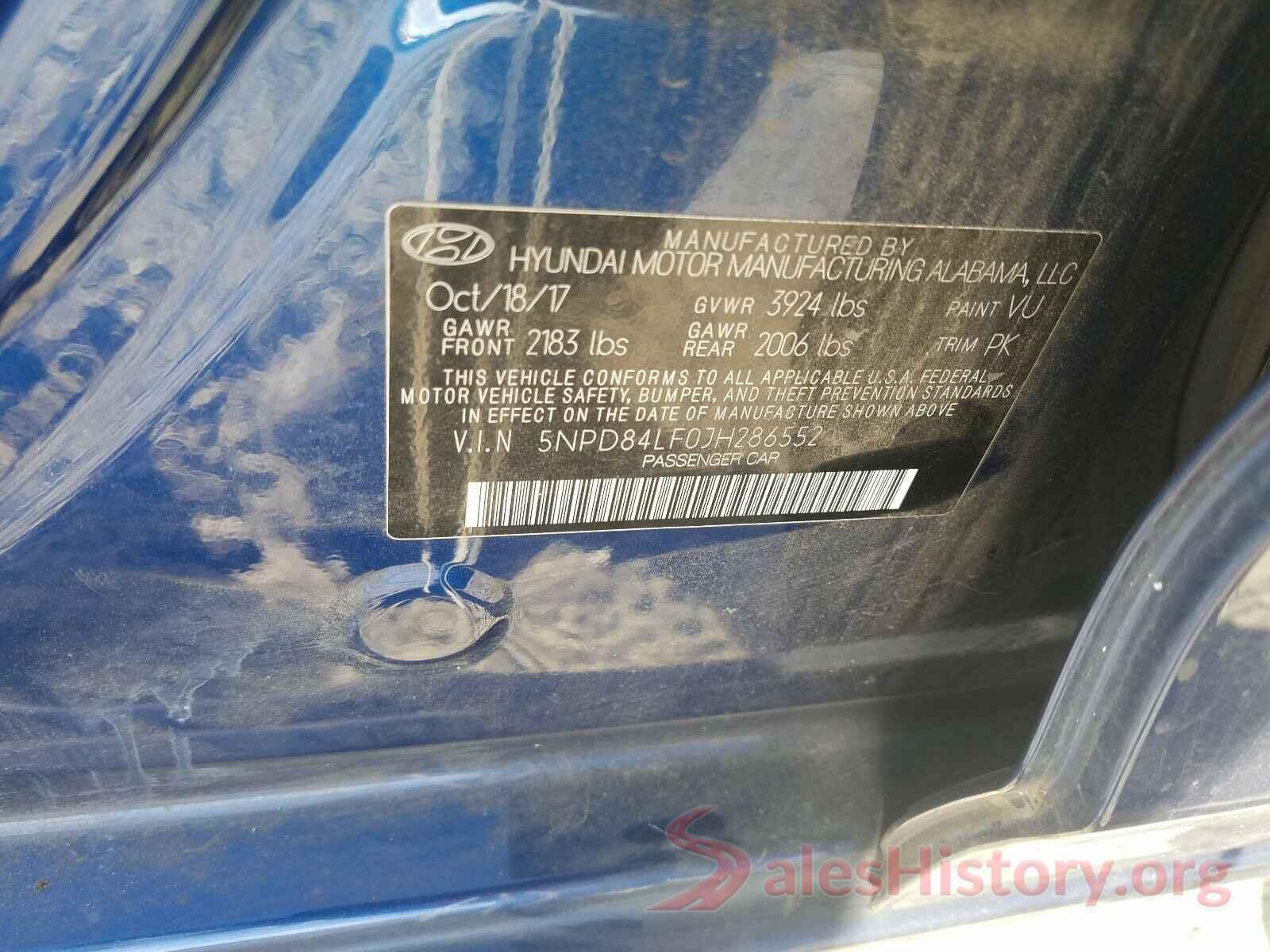 5NPD84LF0JH286552 2018 HYUNDAI ELANTRA