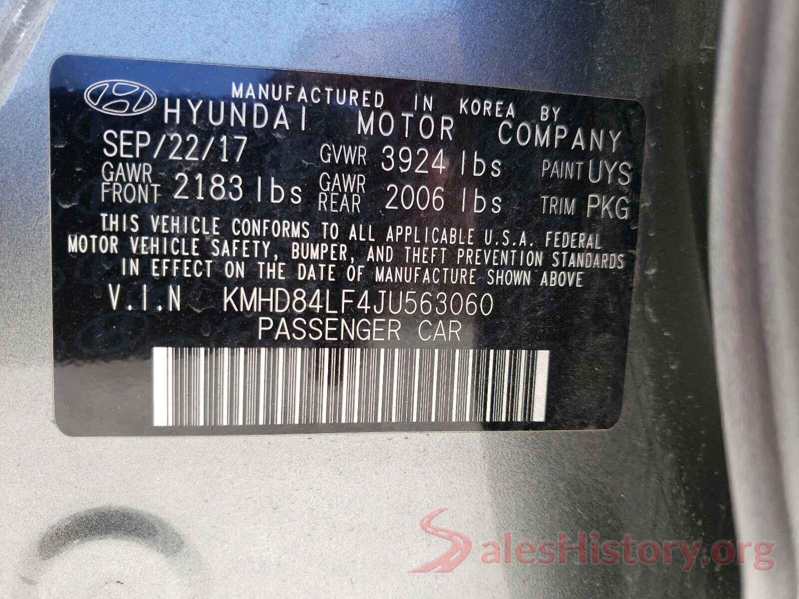 KMHD84LF4JU563060 2018 HYUNDAI ELANTRA