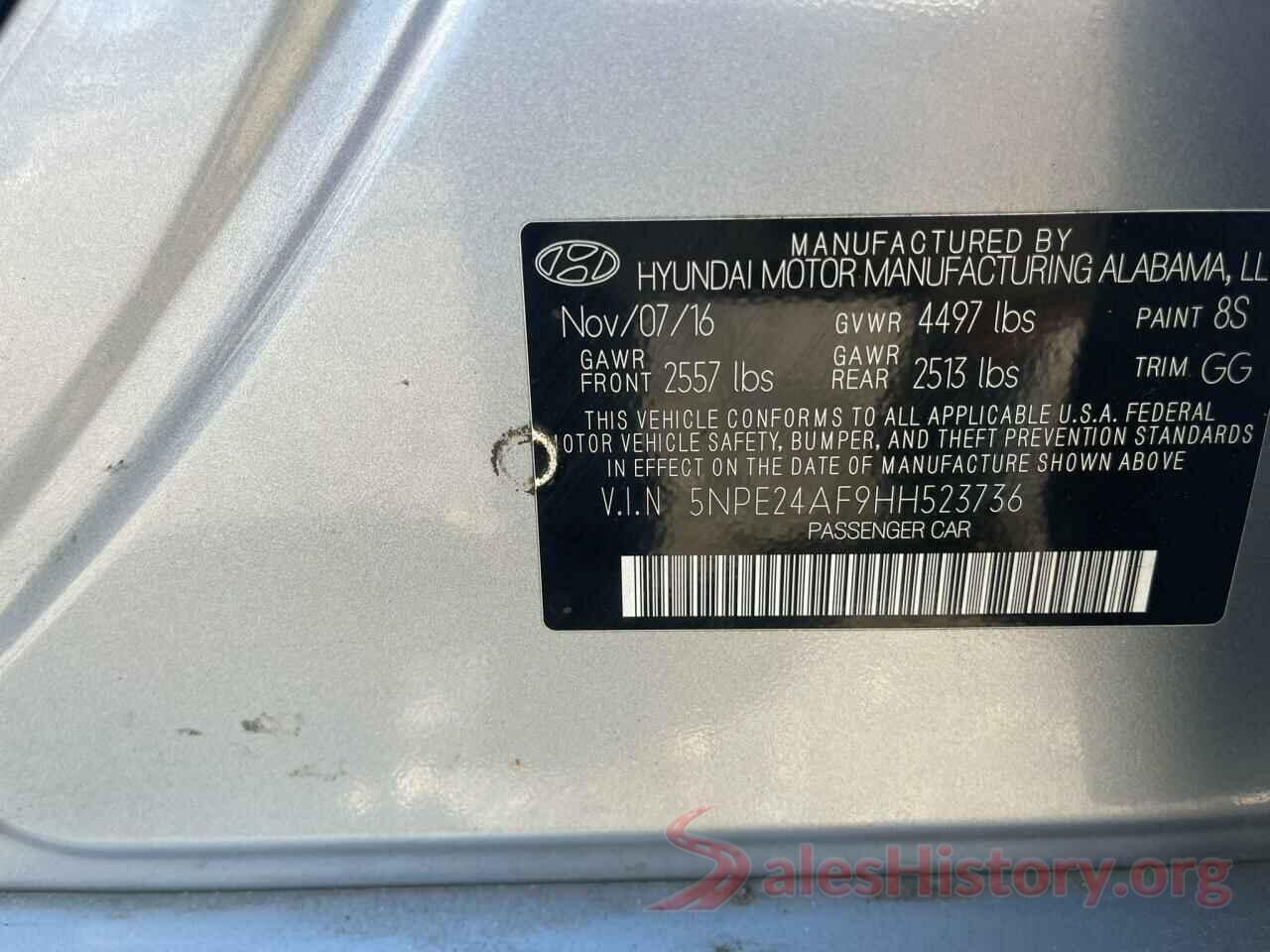 5NPE24AF9HH523736 2017 HYUNDAI SONATA