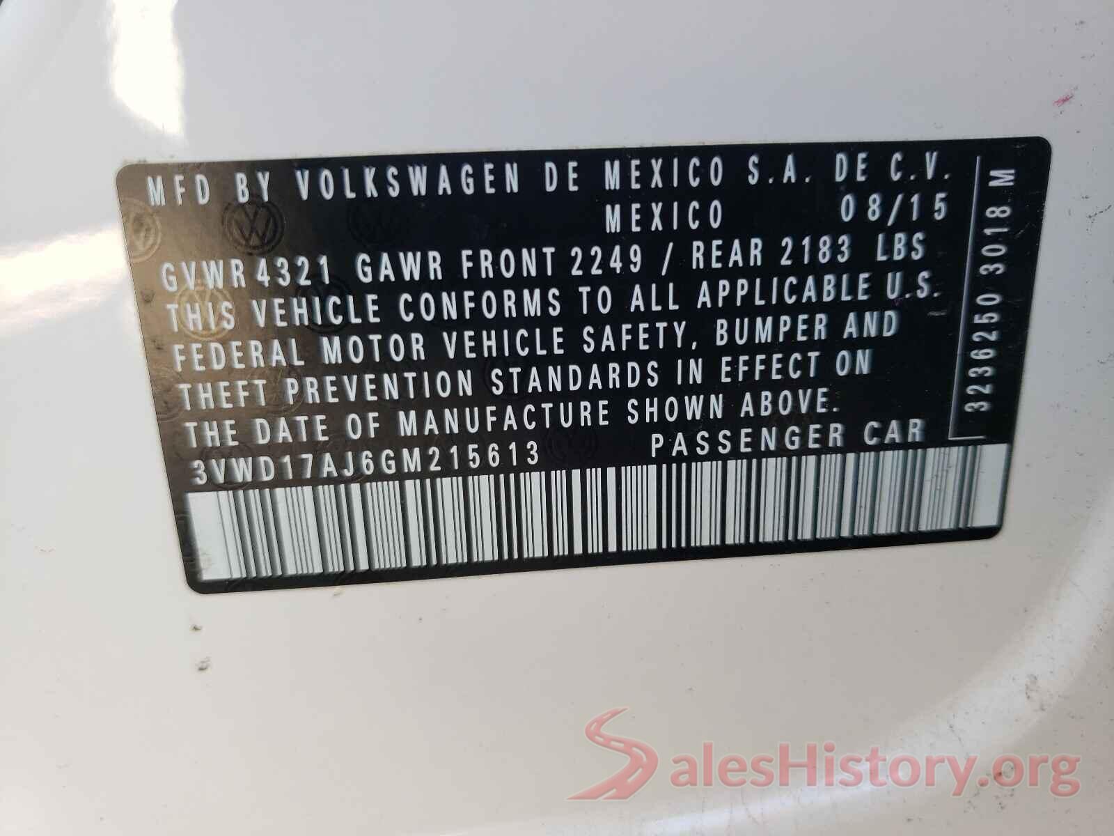 3VWD17AJ6GM215613 2016 VOLKSWAGEN JETTA