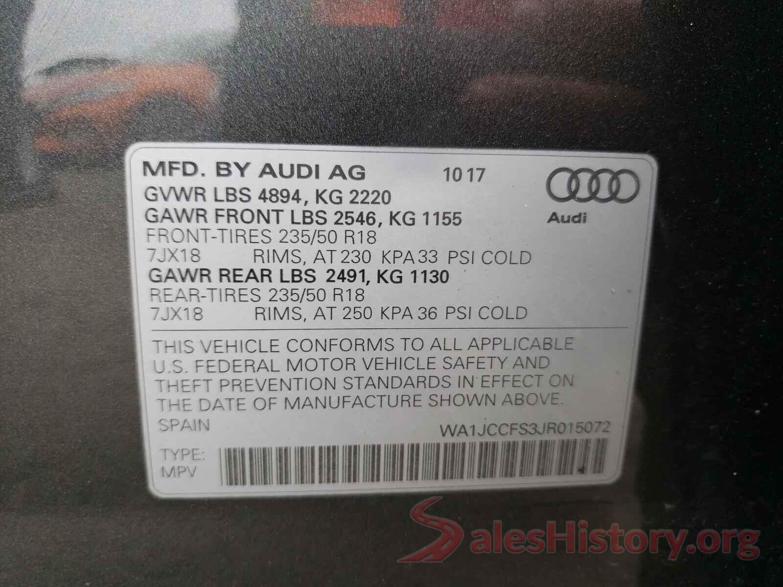 WA1JCCFS3JR015072 2018 AUDI Q3