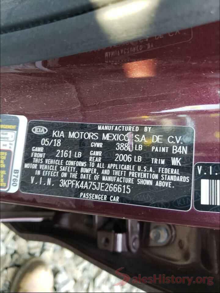 3KPFK4A75JE266615 2018 KIA FORTE