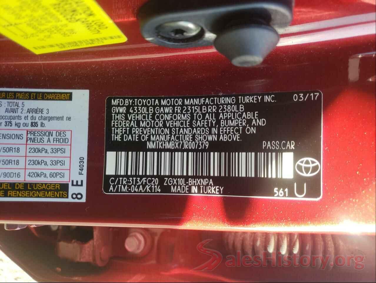 NMTKHMBX7JR007379 2018 TOYOTA C-HR