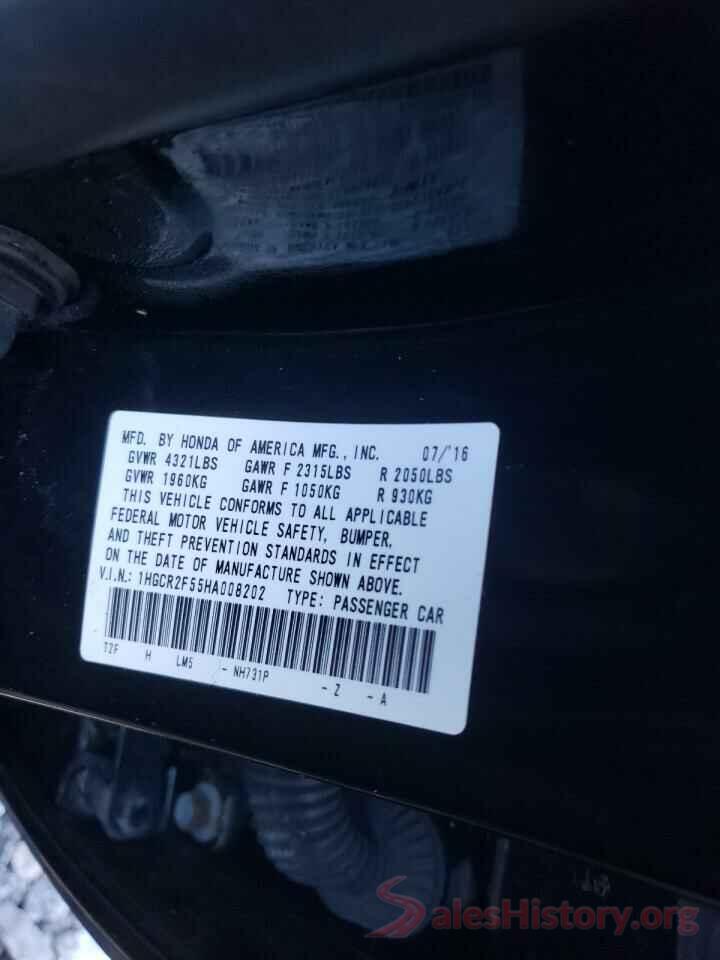 1HGCR2F55HA008202 2017 HONDA ACCORD