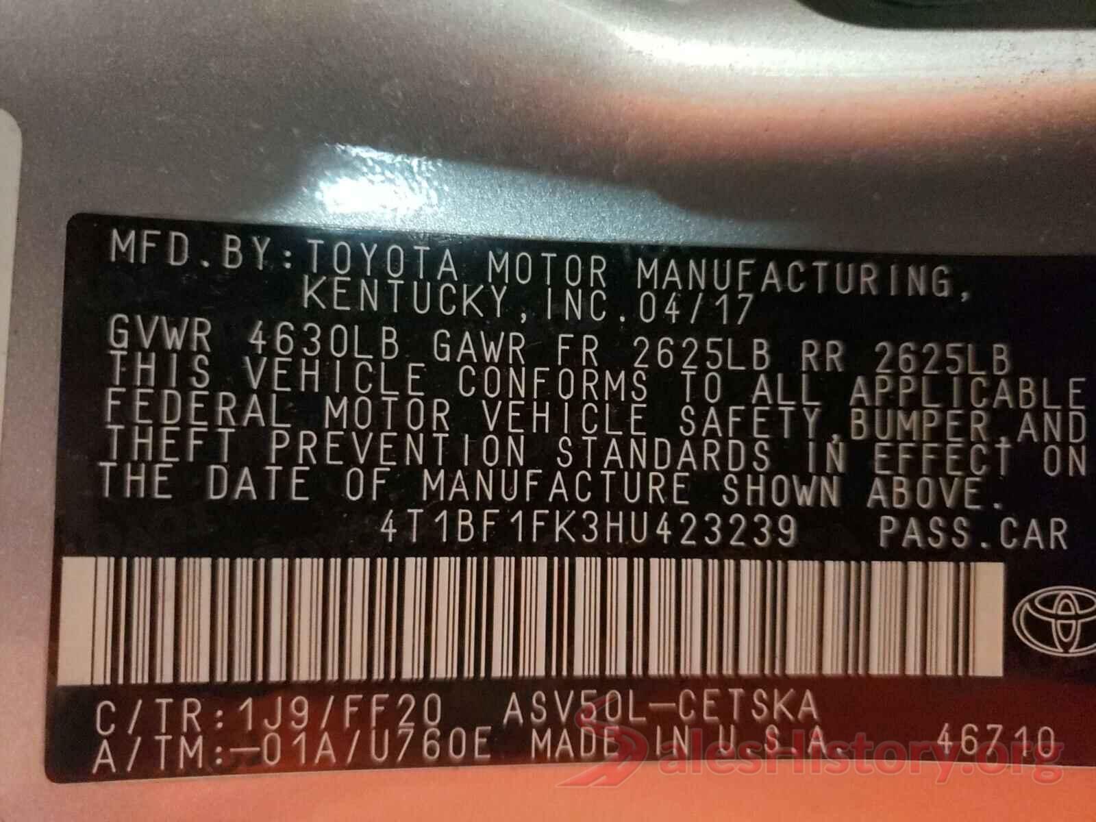 4T1BF1FK3HU423239 2017 TOYOTA CAMRY