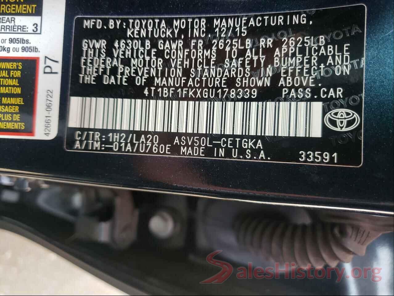 4T1BF1FKXGU178339 2016 TOYOTA CAMRY