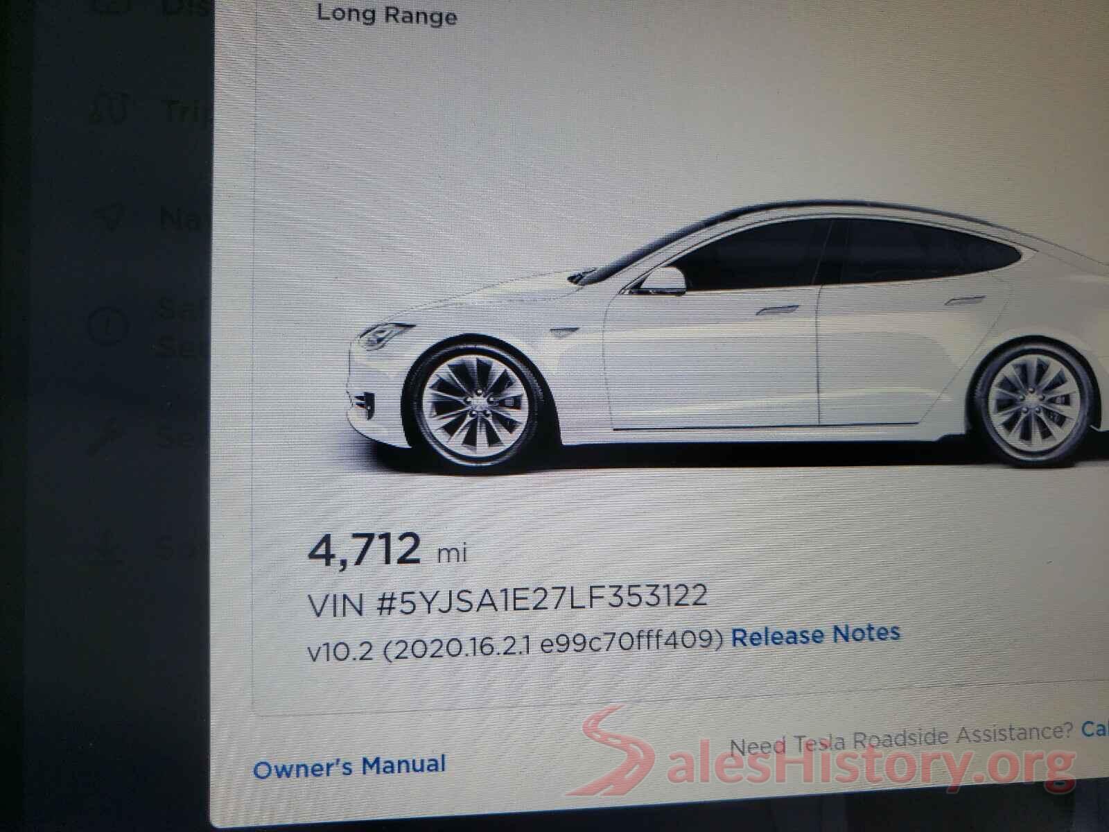 5YJSA1E27LF353122 2020 TESLA MODEL S