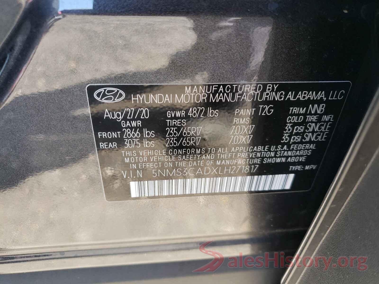 5NMS3CADXLH271817 2020 HYUNDAI SANTA FE