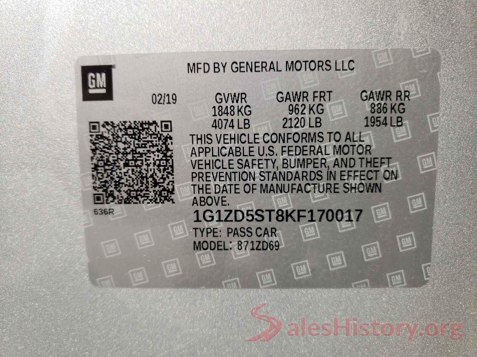 1G1ZD5ST8KF170017 2019 CHEVROLET MALIBU