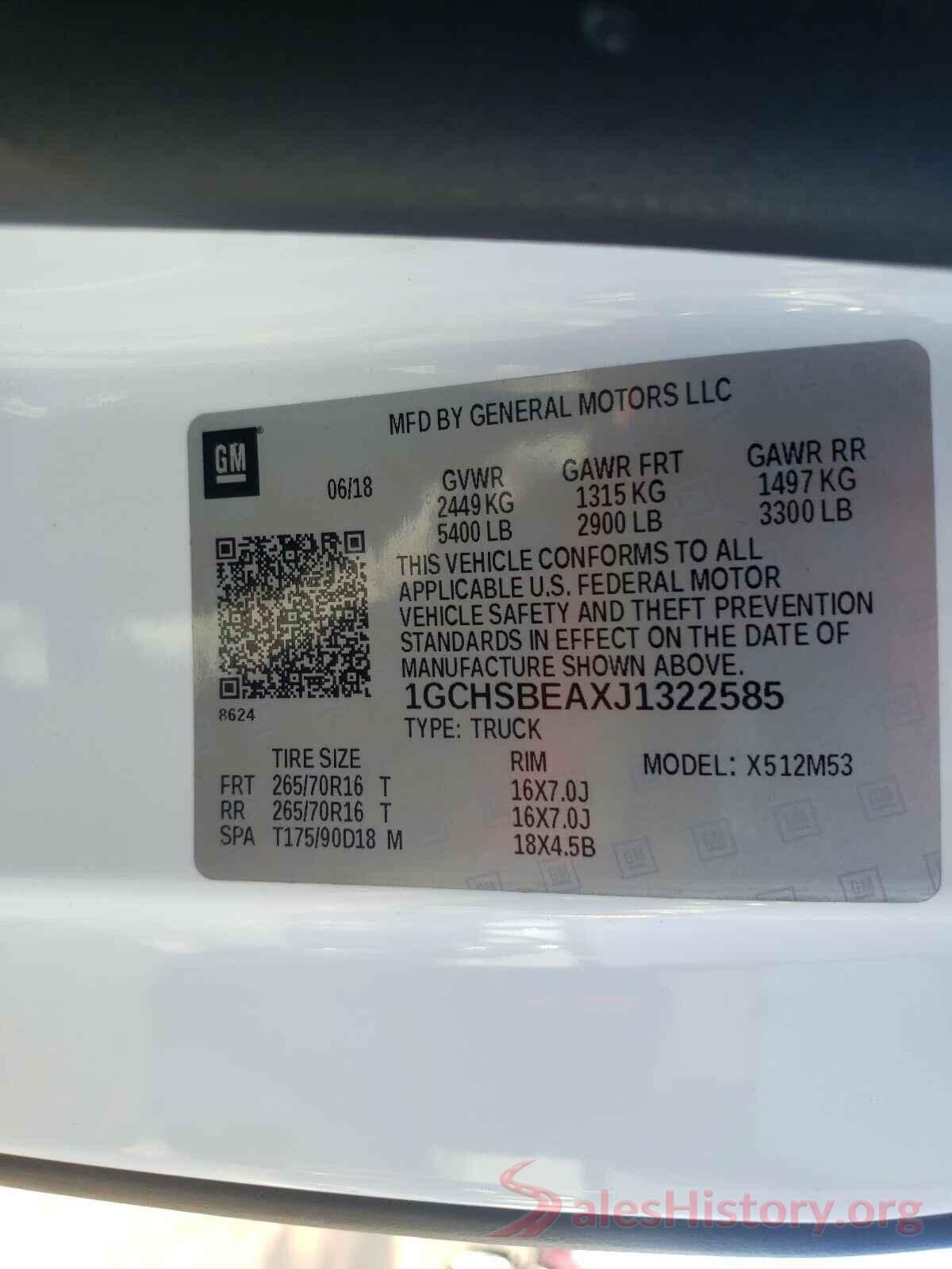 1GCHSBEAXJ1322585 2018 CHEVROLET COLORADO