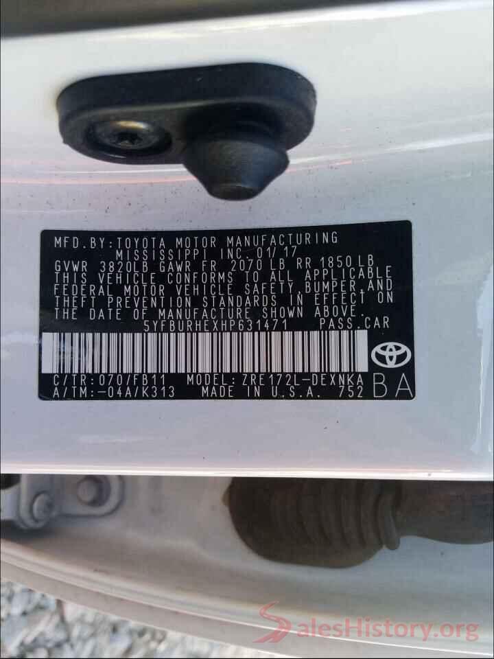 5YFBURHEXHP631471 2017 TOYOTA COROLLA