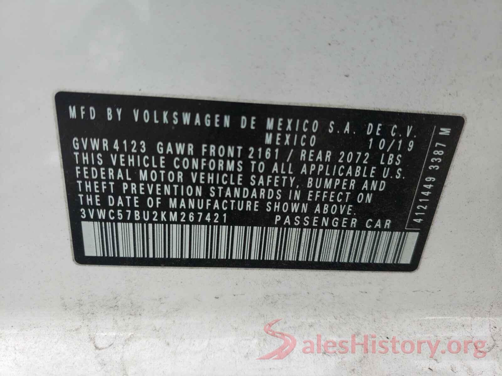 3VWC57BU2KM267421 2019 VOLKSWAGEN JETTA