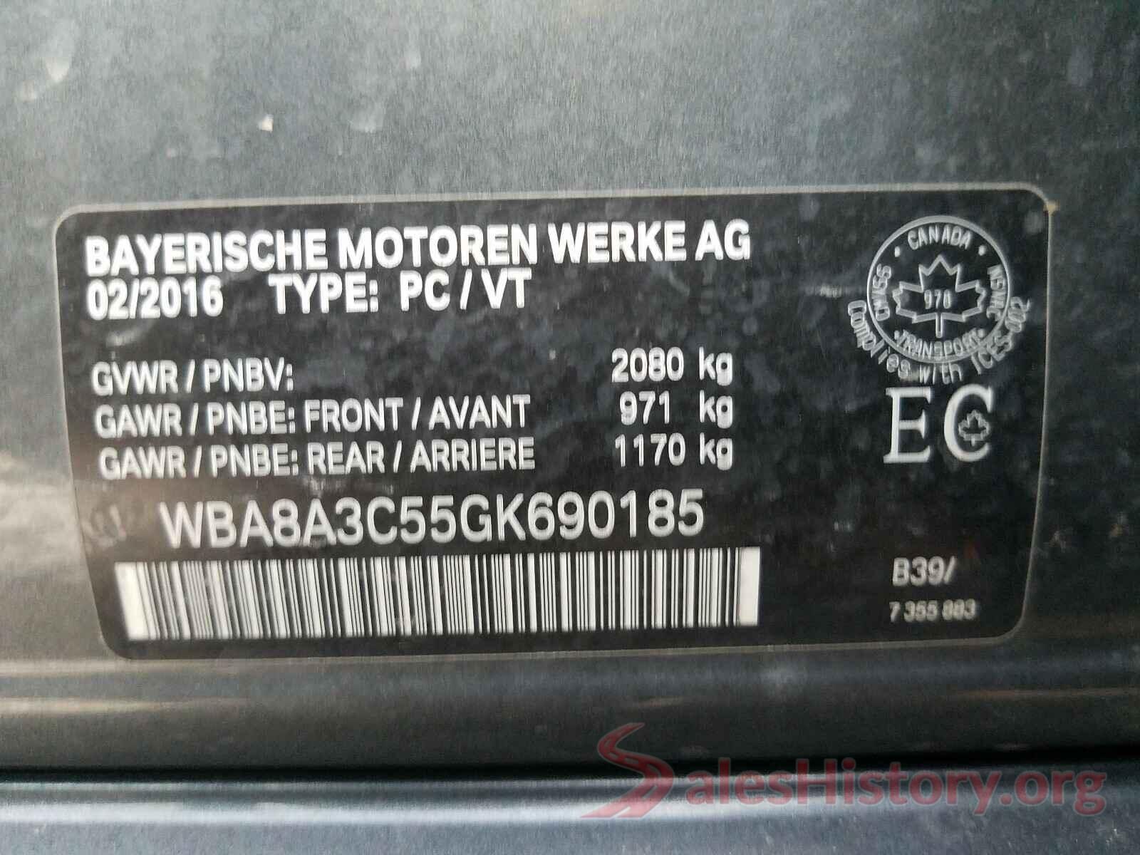 WBA8A3C55GK690185 2016 BMW 3 SERIES