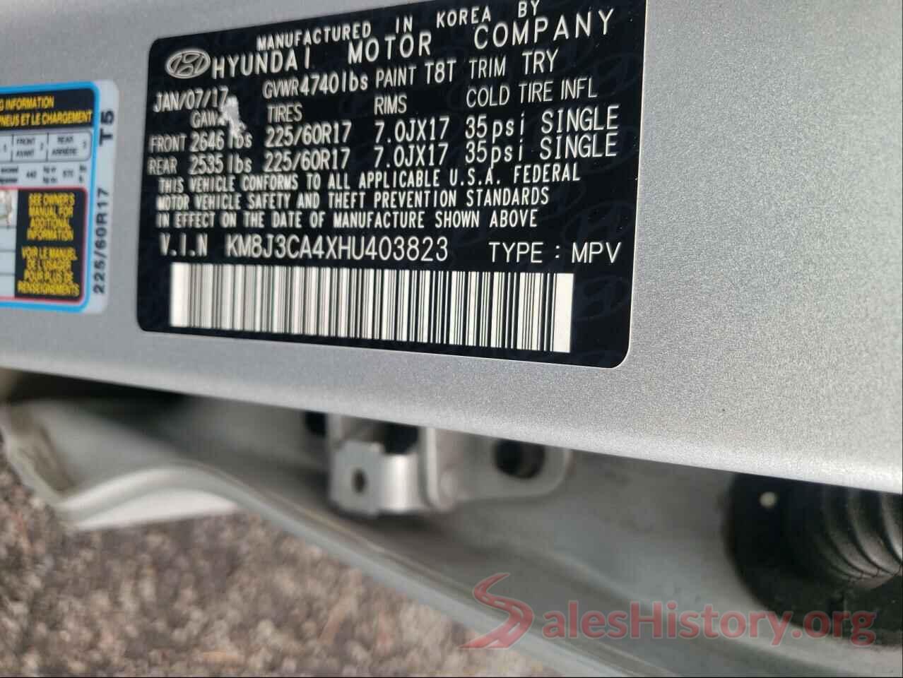 KM8J3CA4XHU403823 2017 HYUNDAI TUCSON