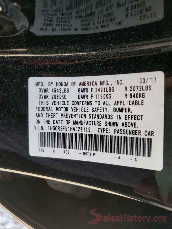 1HGCR3F91HA029119 2017 HONDA ACCORD