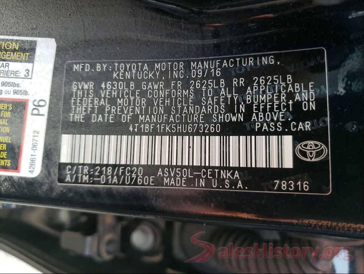 4T1BF1FK5HU673260 2017 TOYOTA CAMRY