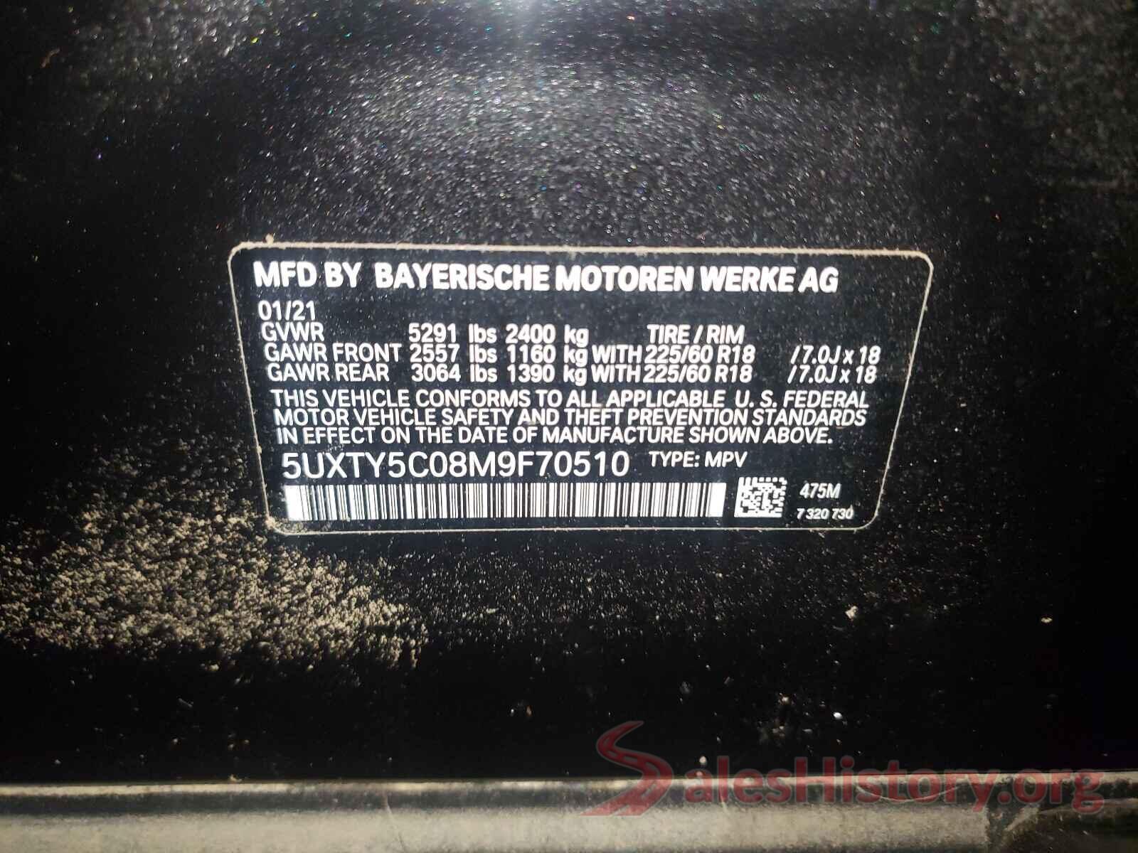 5UXTY5C08M9F70510 2021 BMW X3