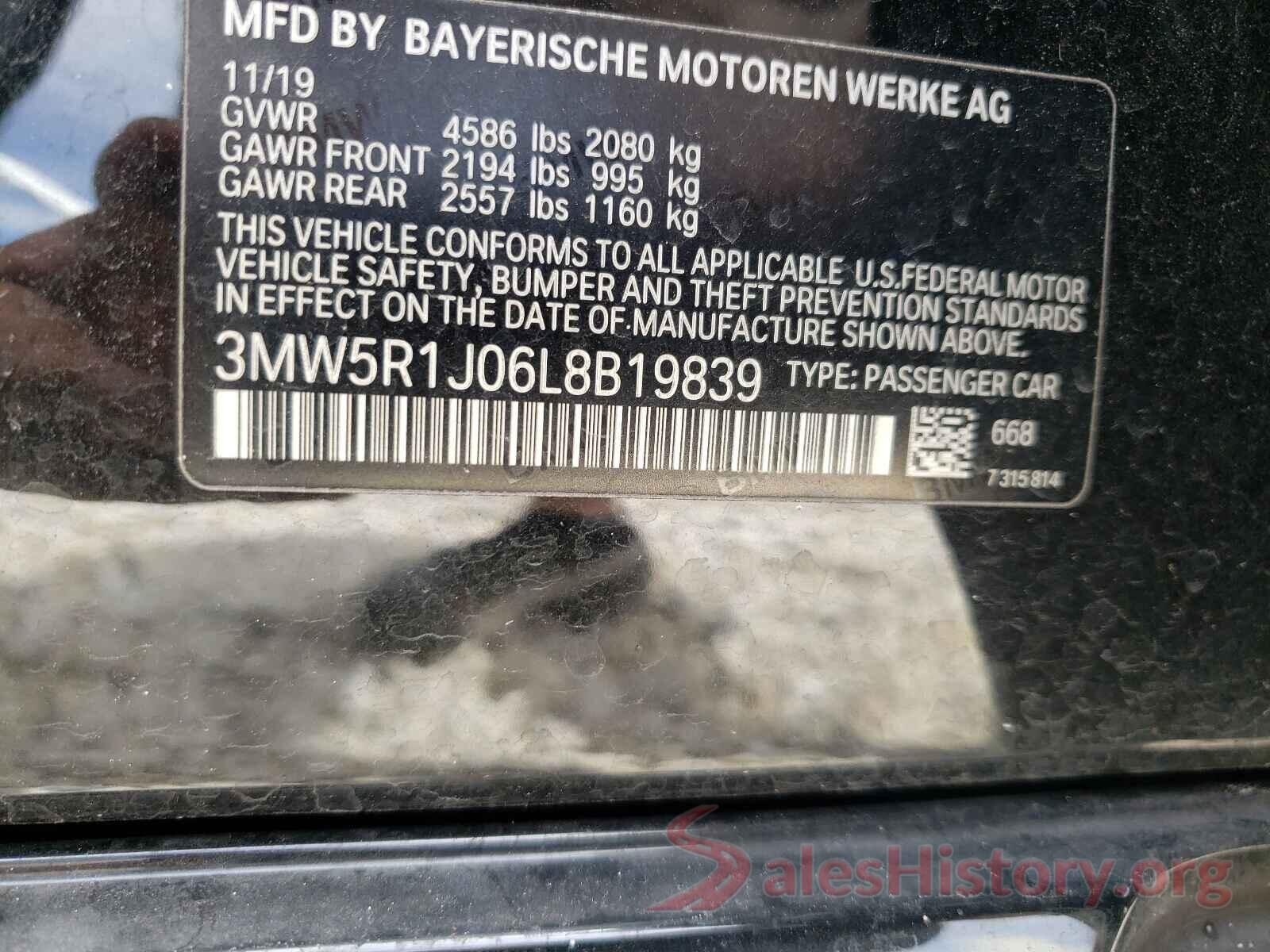 3MW5R1J06L8B19839 2020 BMW 3 SERIES