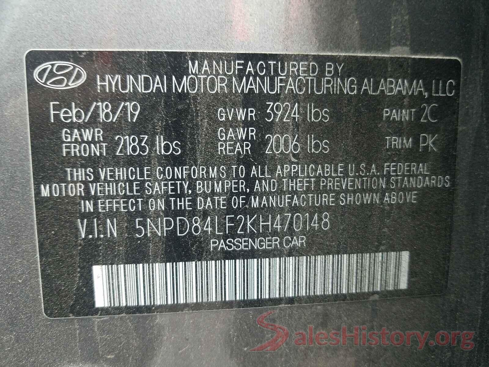 5NPD84LF2KH470148 2019 HYUNDAI ELANTRA