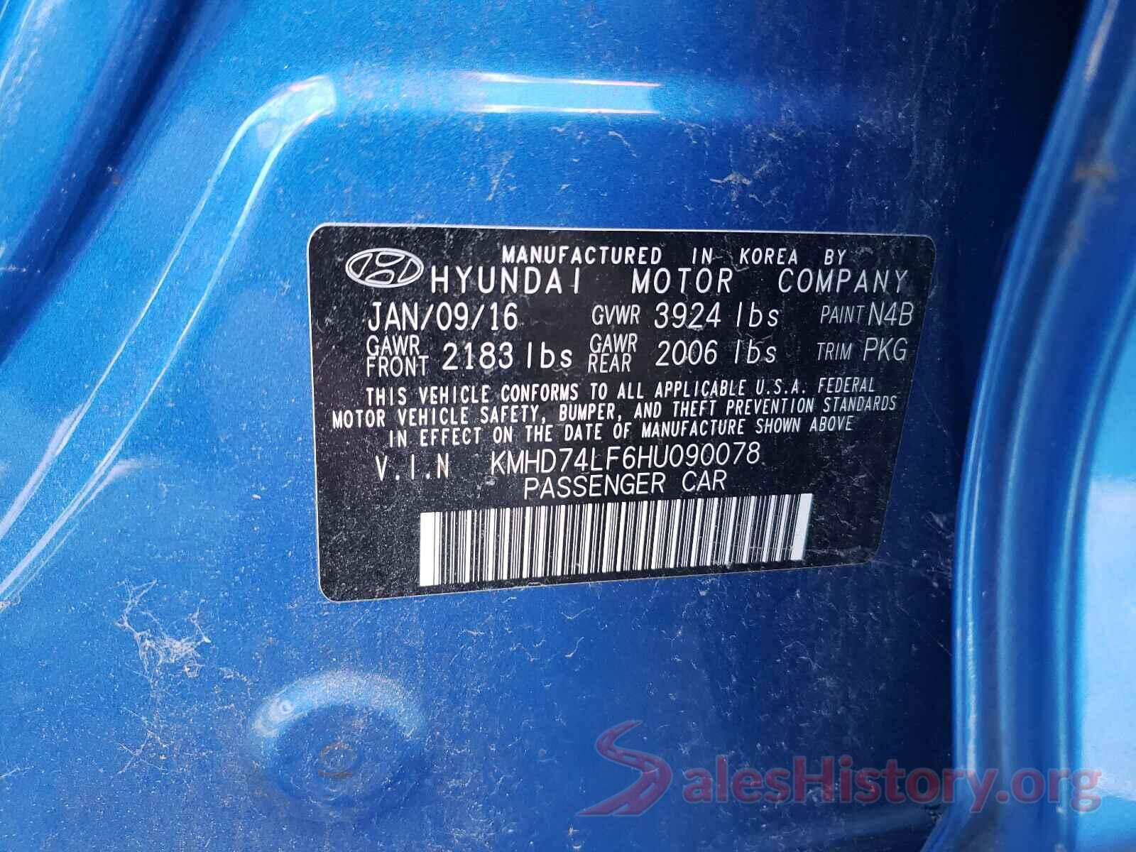 KMHD74LF6HU090078 2017 HYUNDAI ELANTRA