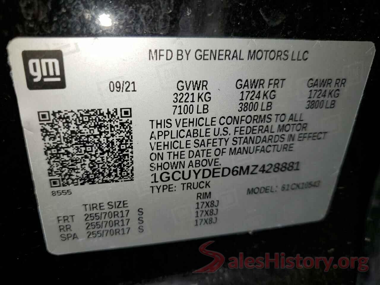 1GCUYDED6MZ428881 2021 CHEVROLET ALL Models