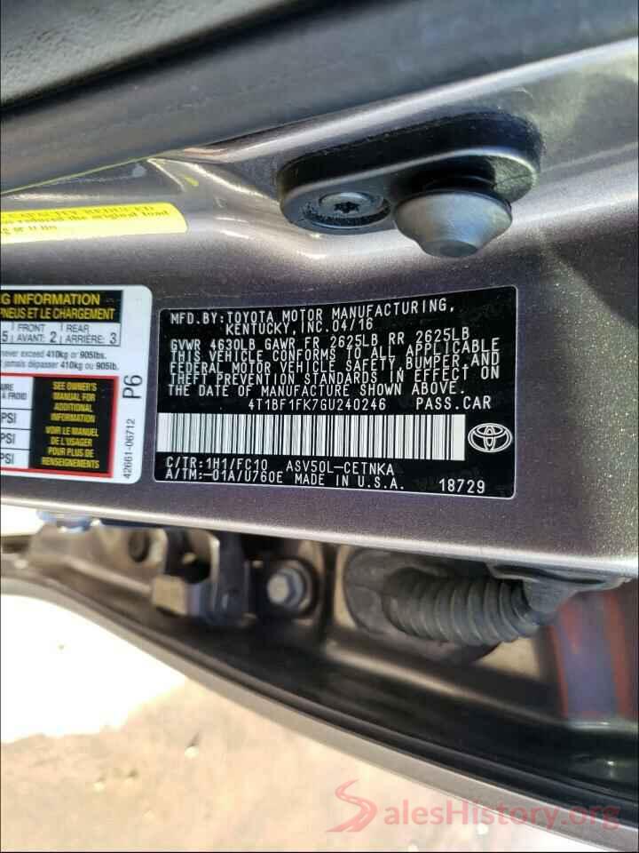 4T1BF1FK7GU240246 2016 TOYOTA CAMRY