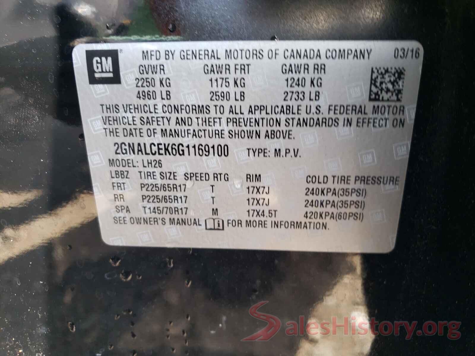 2GNALCEK6G1169100 2016 CHEVROLET EQUINOX