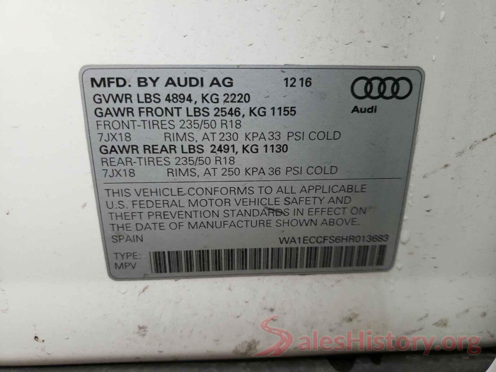 WA1ECCFS6HR013683 2017 AUDI Q3