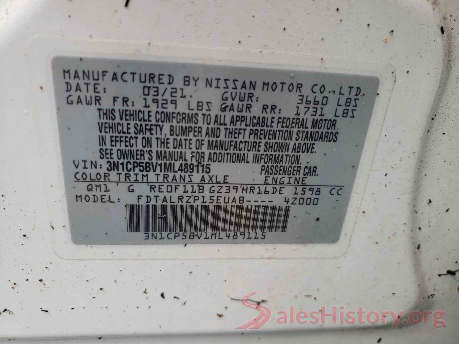 3N1CP5BV1ML489115 2021 NISSAN KICKS