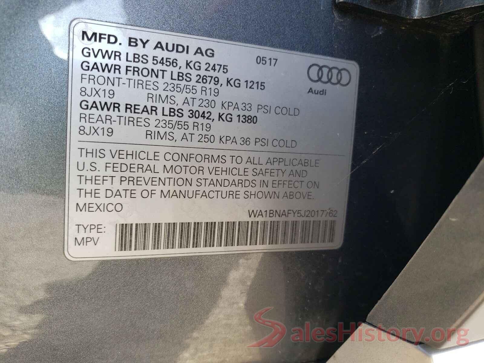 WA1BNAFY5J2017762 2018 AUDI Q5