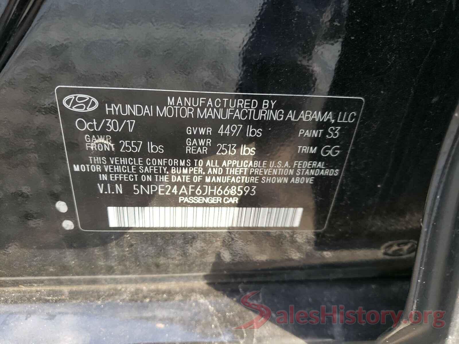 5NPE24AF6JH668593 2018 HYUNDAI SONATA