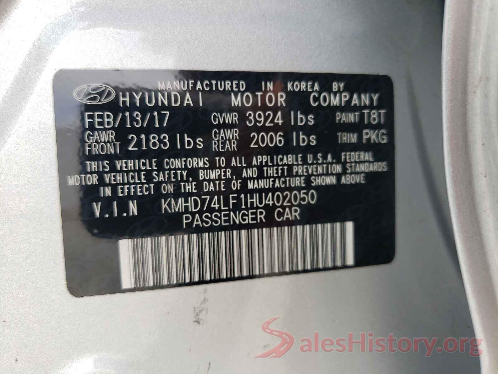 KMHD74LF1HU402050 2017 HYUNDAI ELANTRA