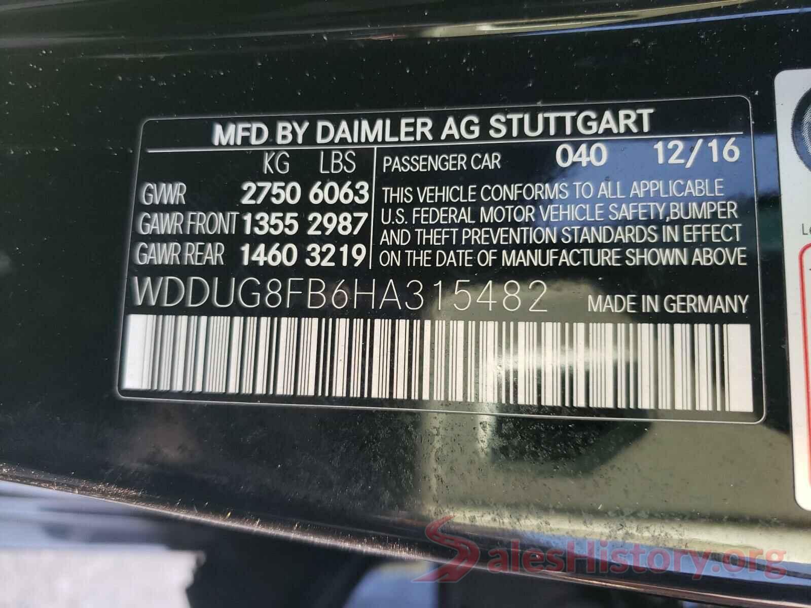 WDDUG8FB6HA315482 2017 MERCEDES-BENZ S CLASS