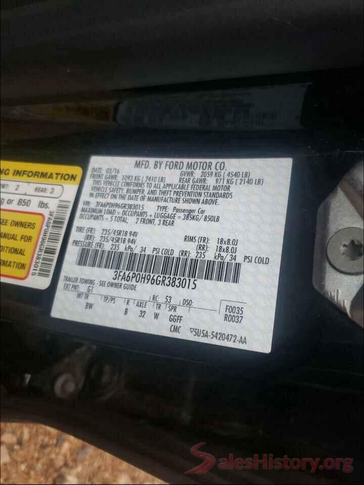 3FA6P0H96GR383015 2016 FORD FUSION