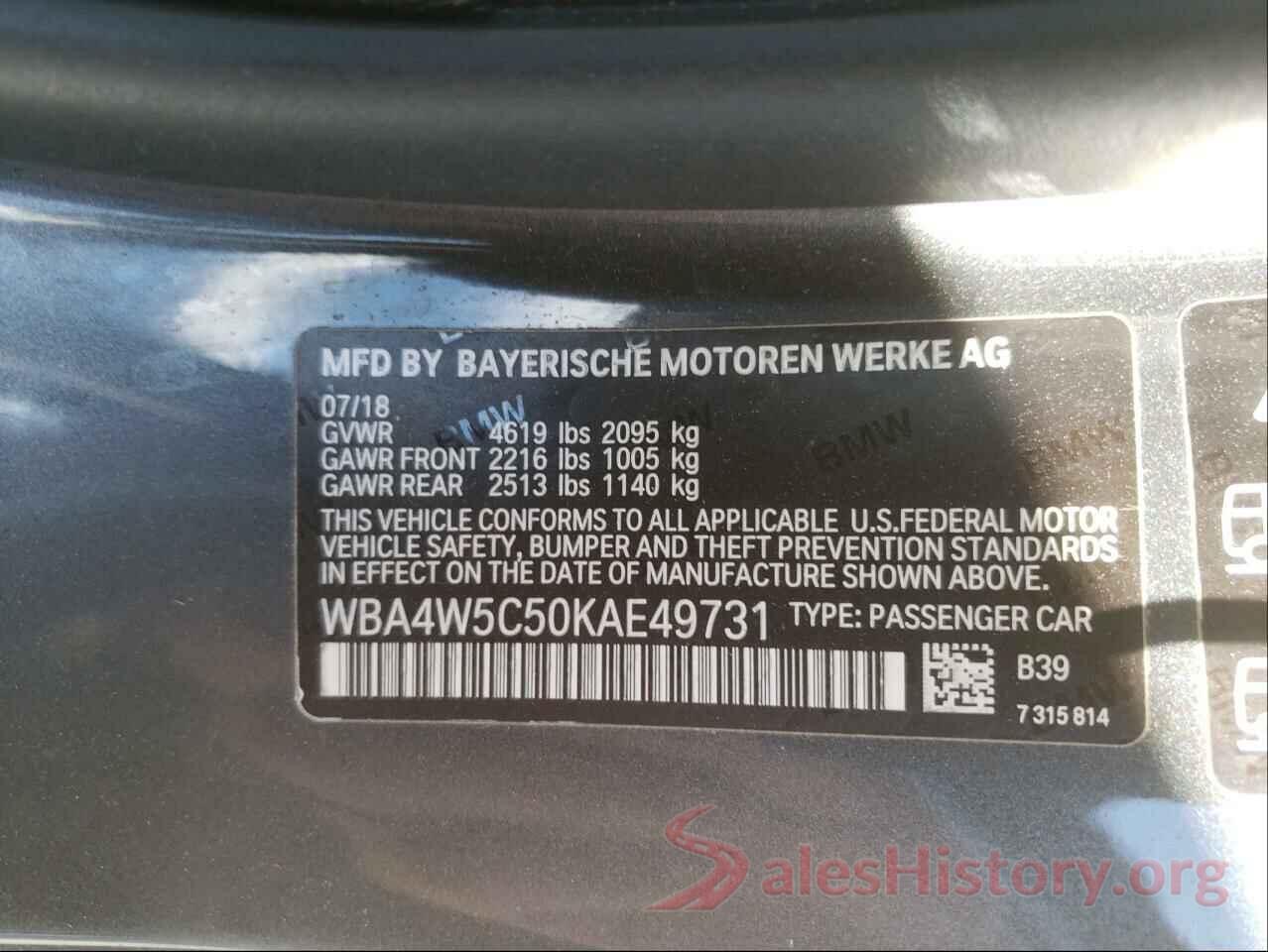 WBA4W5C50KAE49731 2019 BMW 4 SERIES