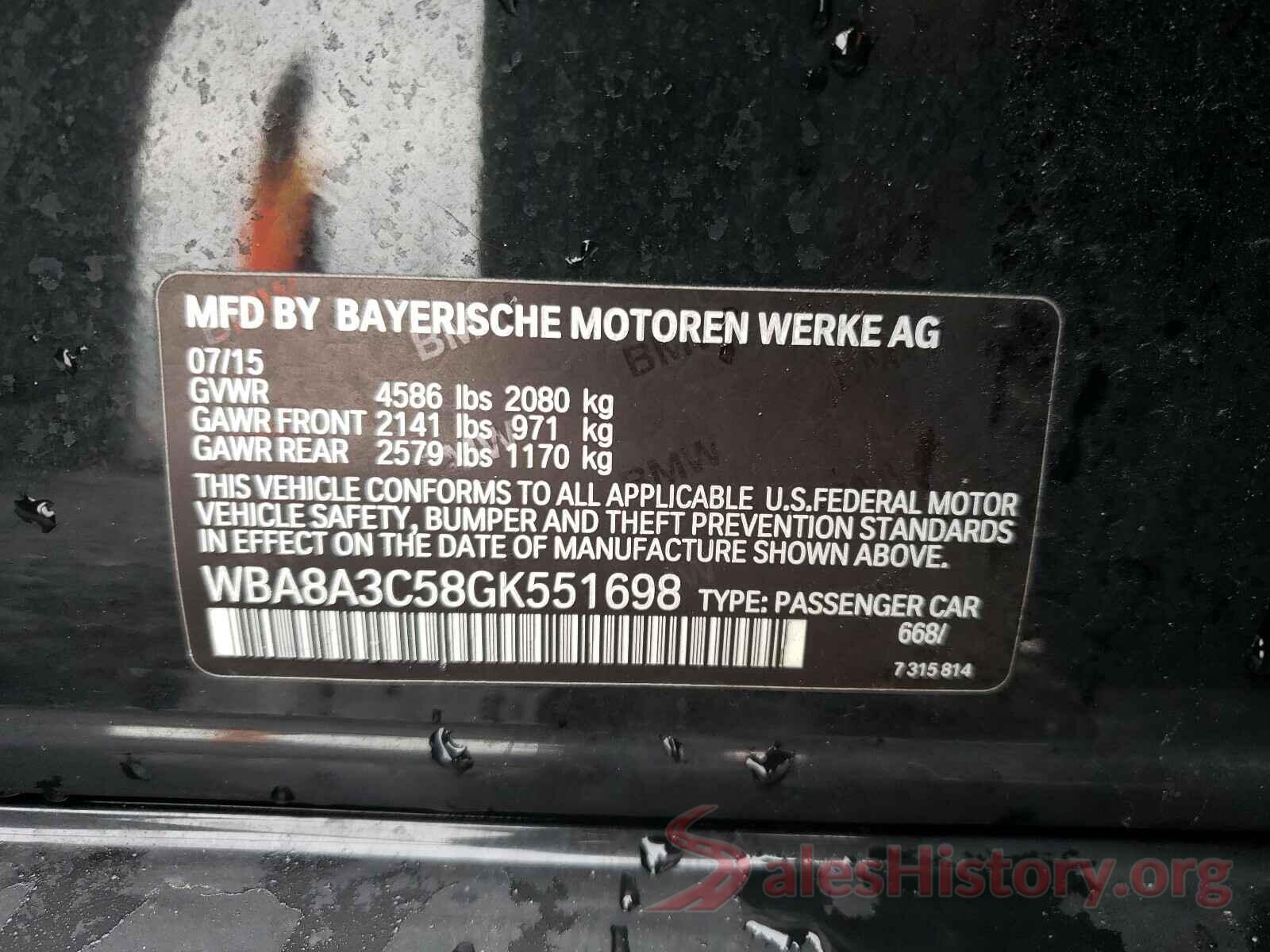 WBA8A3C58GK551698 2016 BMW 3 SERIES