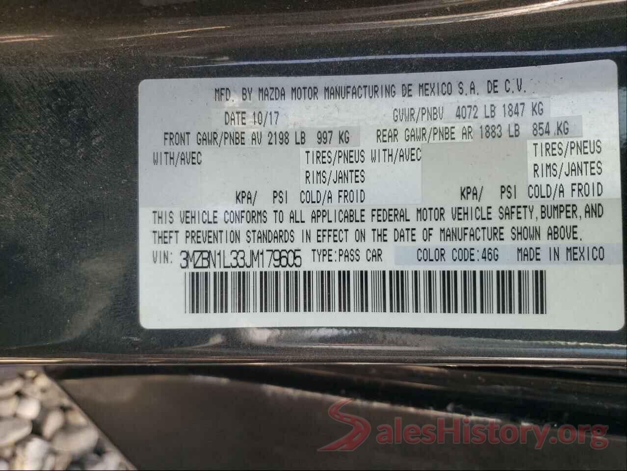 3MZBN1L33JM179605 2018 MAZDA 3