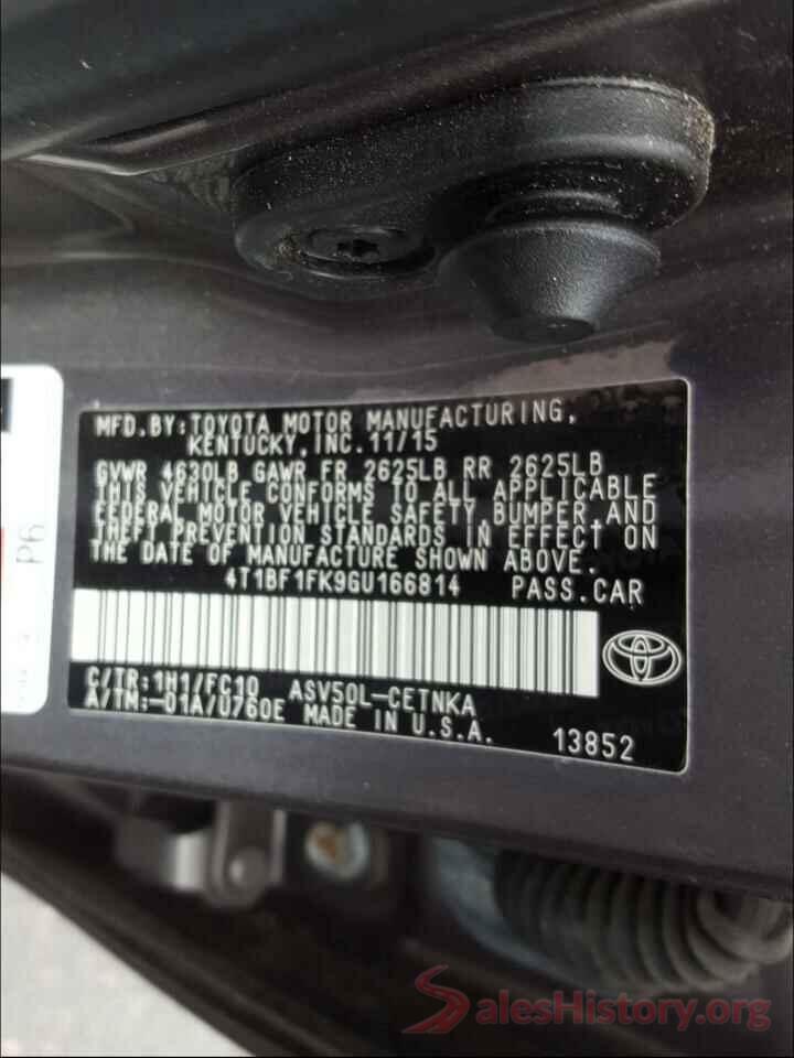 4T1BF1FK9GU166814 2016 TOYOTA CAMRY