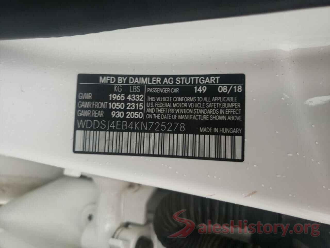 WDDSJ4EB4KN725278 2019 MERCEDES-BENZ CLA-CLASS