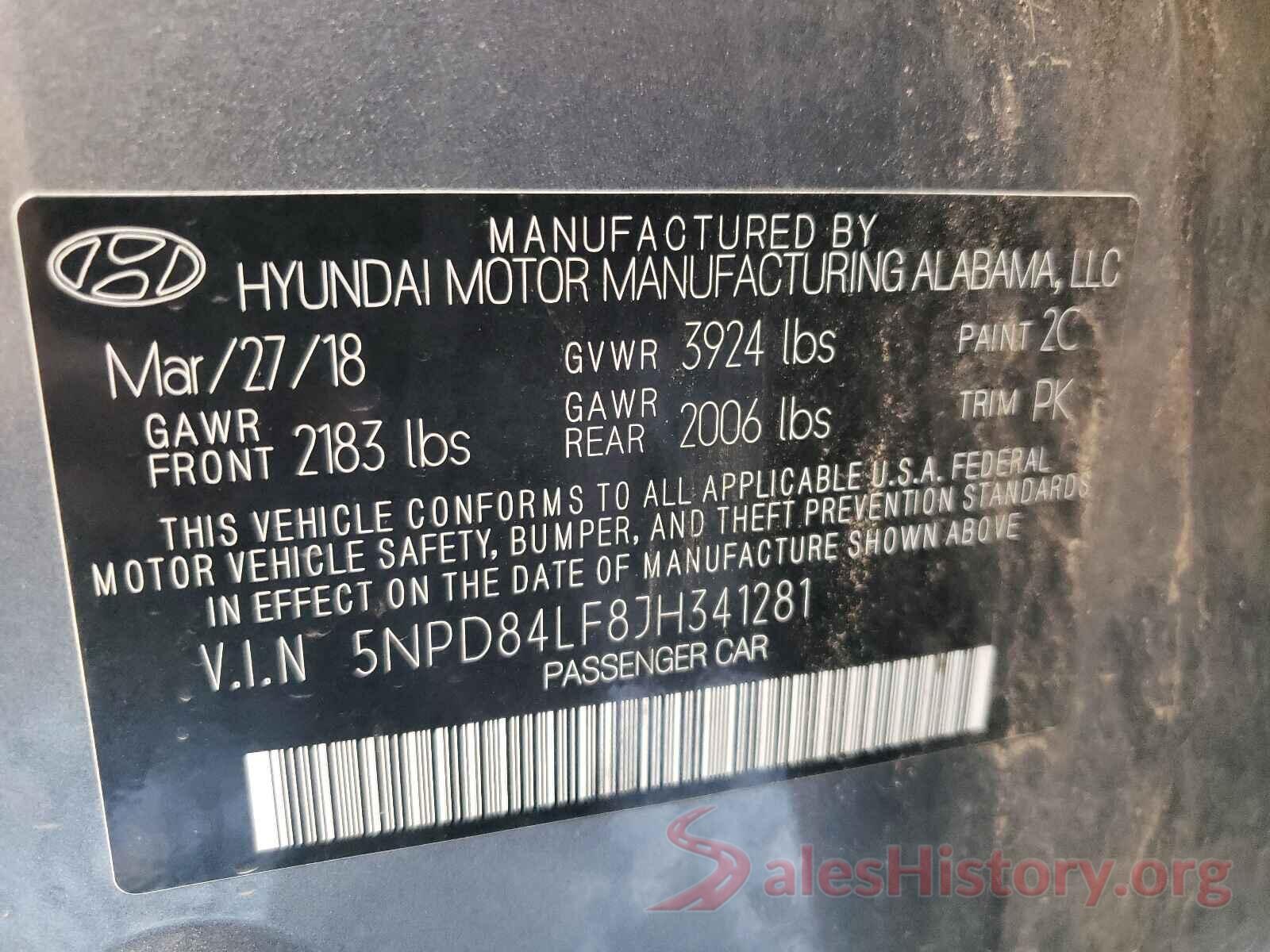 5NPD84LF8JH341281 2018 HYUNDAI ELANTRA