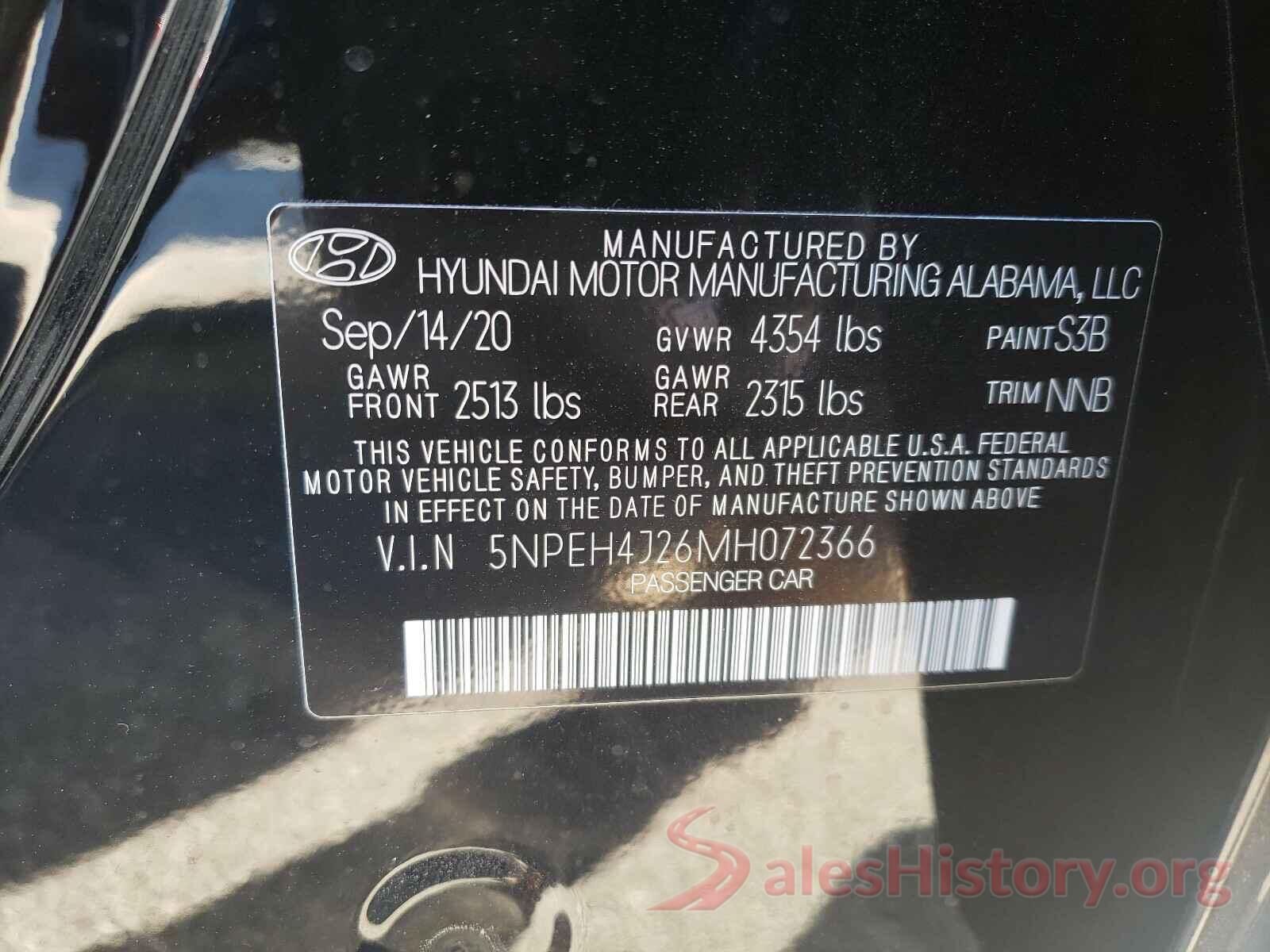 5NPEH4J26MH072366 2021 HYUNDAI SONATA