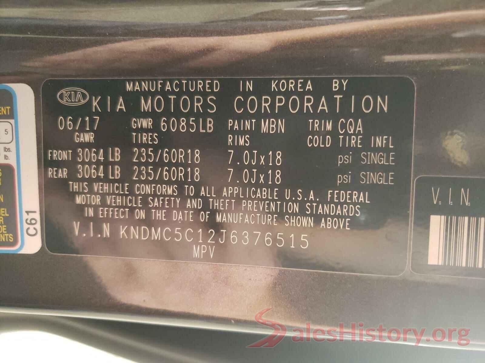 KNDMC5C12J6376515 2018 KIA SEDONA