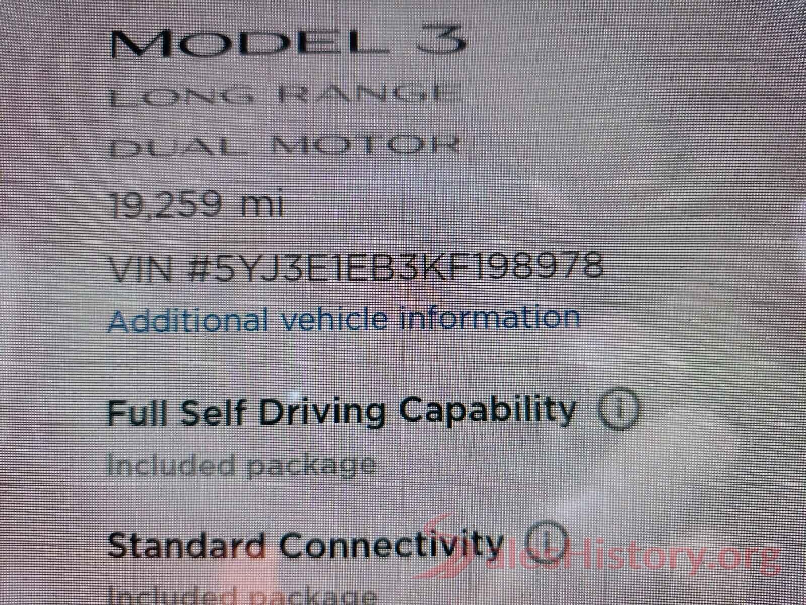 5YJ3E1EB3KF198978 2019 TESLA MODEL 3