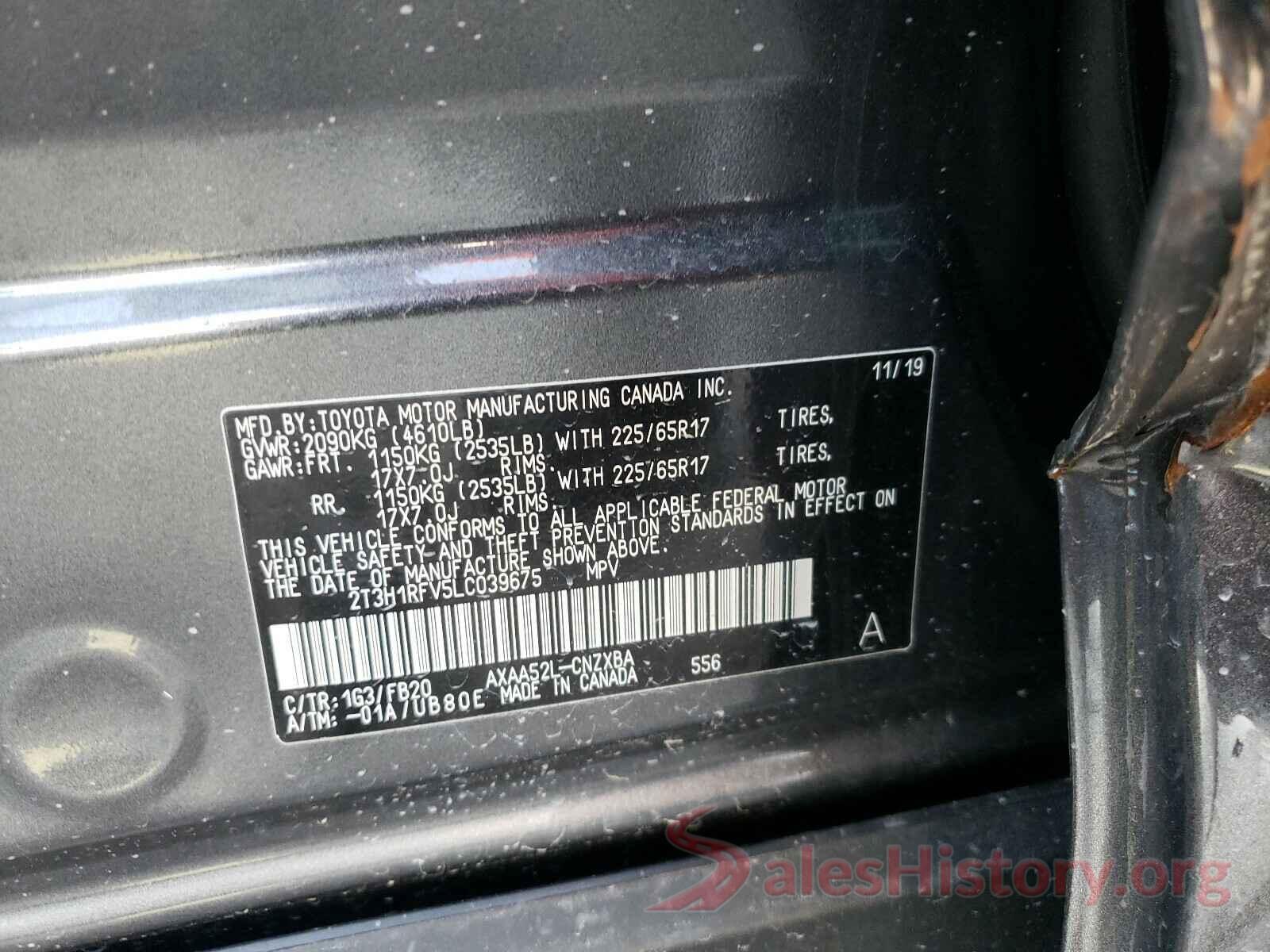 2T3H1RFV5LC039675 2020 TOYOTA RAV4