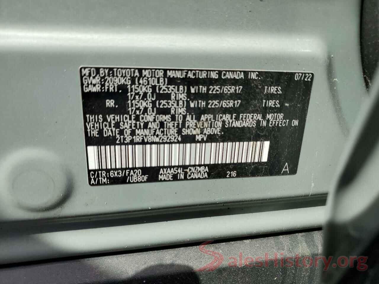 2T3P1RFV8NW292924 2022 TOYOTA RAV4