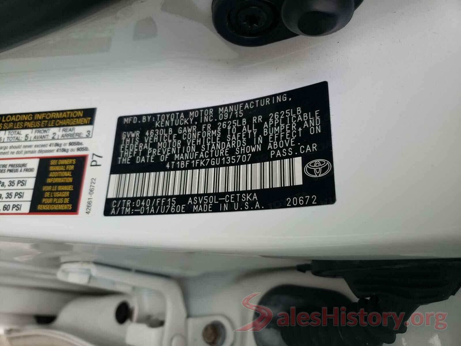 4T1BF1FK7GU135707 2016 TOYOTA CAMRY